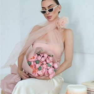 Mango knit tulle floral top NWT